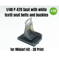 P-47D Seat with white textil seat belts and buckles 1/48