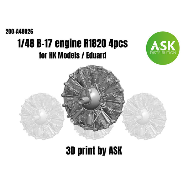 Wright R-1820 engine set, 4 pc. for B-17 for Hong Kong Model 1/48 ...