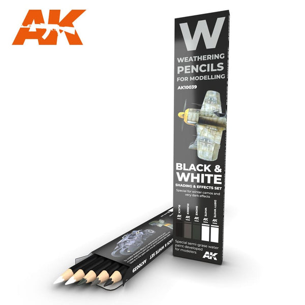 AK WEATHERING PENCILS BLACK & WHITE Shading & effects set