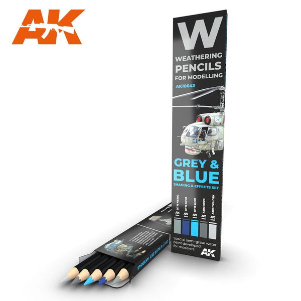 AK WEATHERING PENCILS GREY & BLUE Shading & effects set