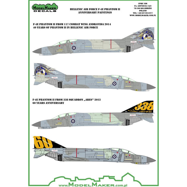 D72058 Hellenic Air Force F-4E Phantom II Anniversary paintings 1/72