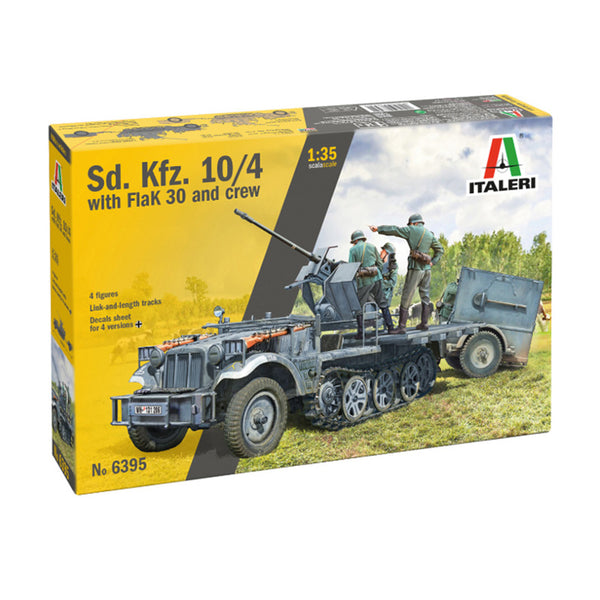 German half-track vehicle Sd.Kfz. 10/4 with 20mm FlaK 30 Anti-Aircraft Gun and 4 figures of Crew 1/35