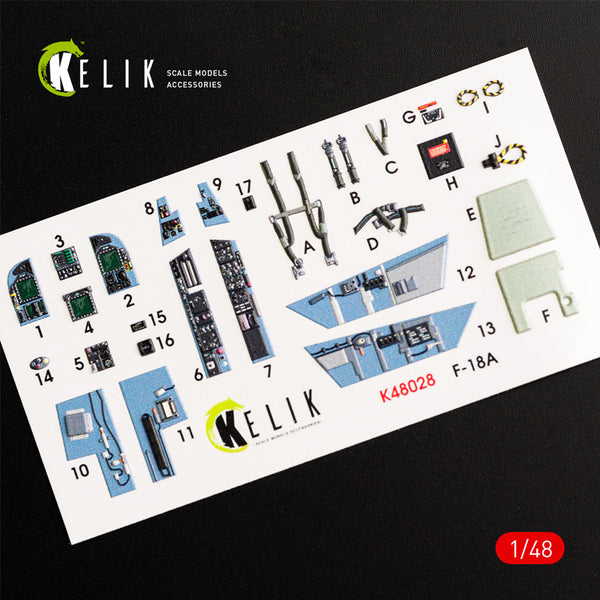 F/A-18A "Hornet" interior 3D decals for Kinetic kit 1/48