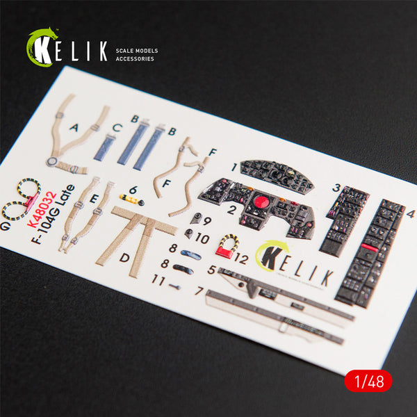 F-104G "Starfighter" late type interior 3D decals for Hasegawa kit 1/48
