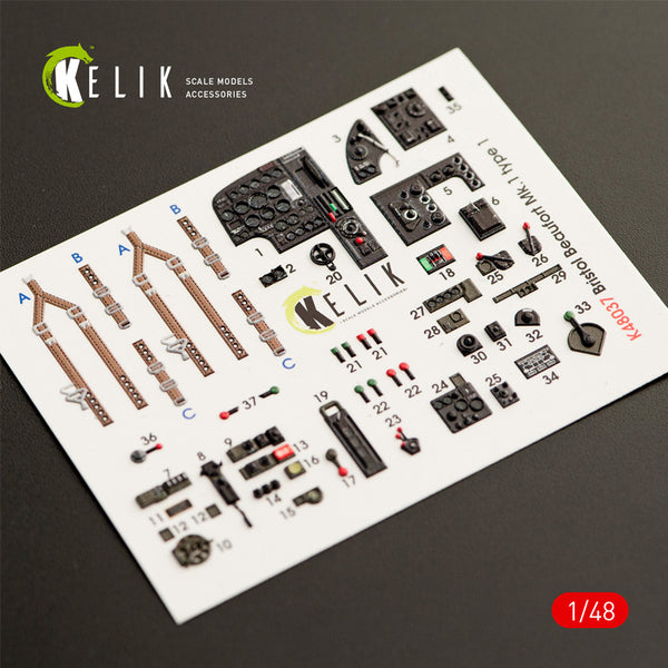 Bristol Beaufort Mk.1 type 1 interior 3D decals for ICM kit 1/48