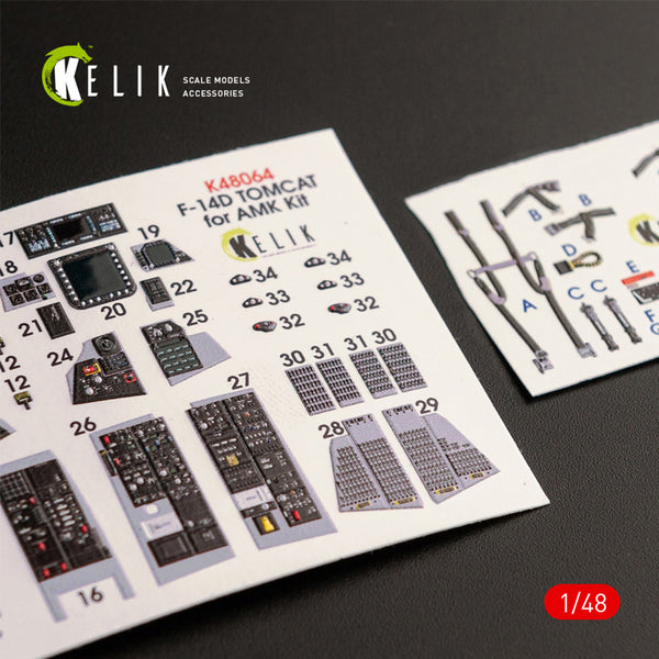 F-14D Tomcat interior 3D decals for AMK kit 1/48