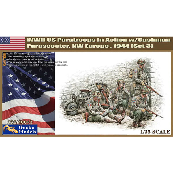 WWII US Paratroops in Action w/Cushman Parascooter 1/35