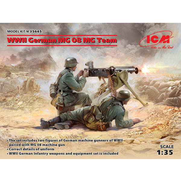 WWII German MG08 MG Team (2 figures) (100% new molds) 1/35