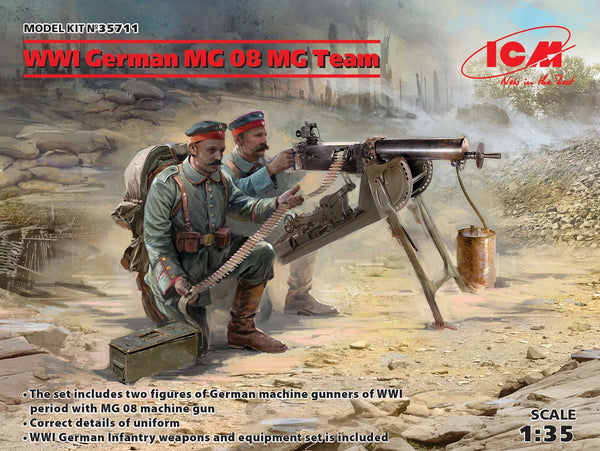 WWI German MG08 MG Team (2 figures) (100% new molds) 1/35
