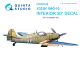 Bf 109G-10 3D-Printed & coloured Interior on decal paper (for Trumpeter kit)