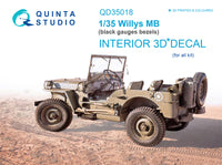 Willys MB 3D-Printed & coloured Interior on decal paper (for all kit)