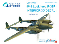 P-38F 3D-Printed & coloured Interior on decal paper (for Tamiya kit)