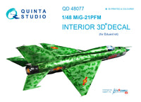 MiG-21PFM  (emerald color panels) 3D-Printed & coloured Interior on decal paper (for Eduard  kit)