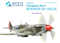 Spitfire Mk.IX 3D-Printed & coloured Interior on decal paper (for Eduard  kit)