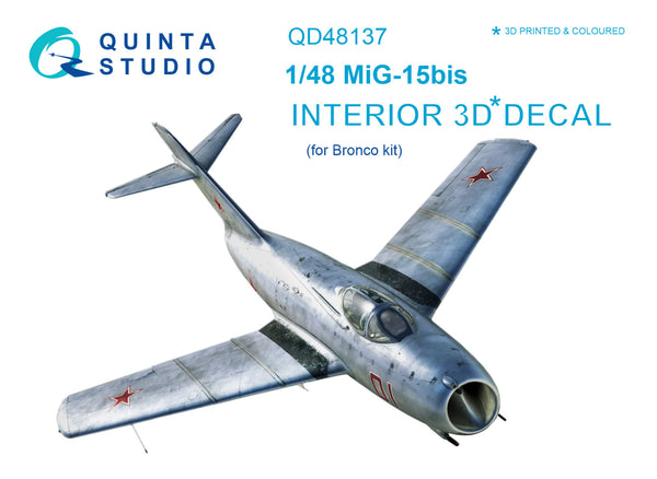 MiG-15 bis 3D-Printed & coloured Interior on decal paper (for Bronco kit)