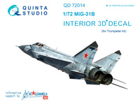 MiG-31B  3D-Printed & coloured Interior on decal paper  (for Trumpeter kit)